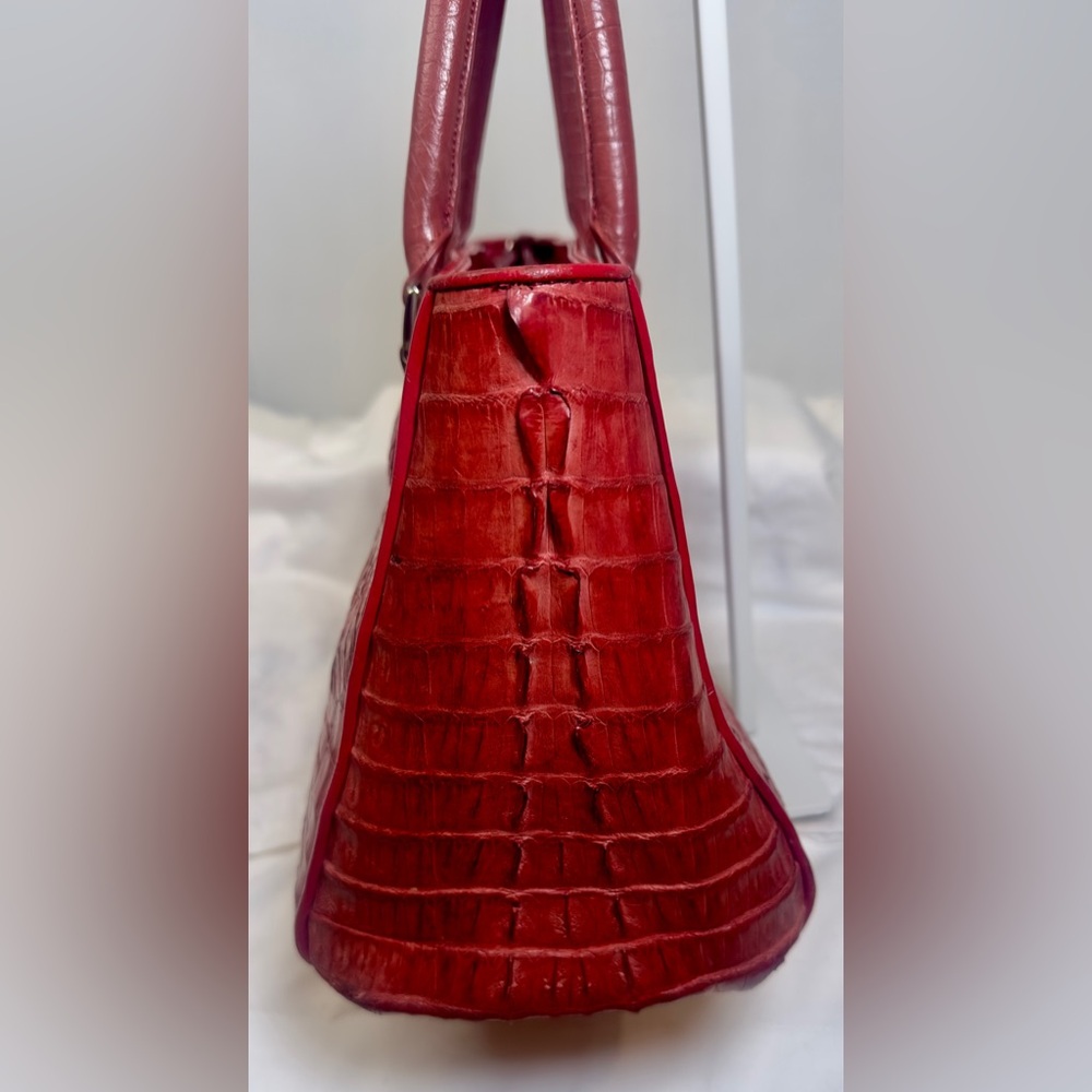 Pierre Cardin Red Croc-Embossed Double-Handle Satchel - Picture 4 of 10